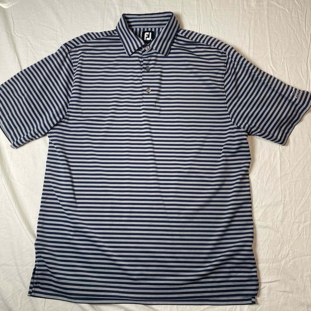 FootJoy Men's Blue Striped Wolfdancer Golf Club Polo Shirt XL (1374)